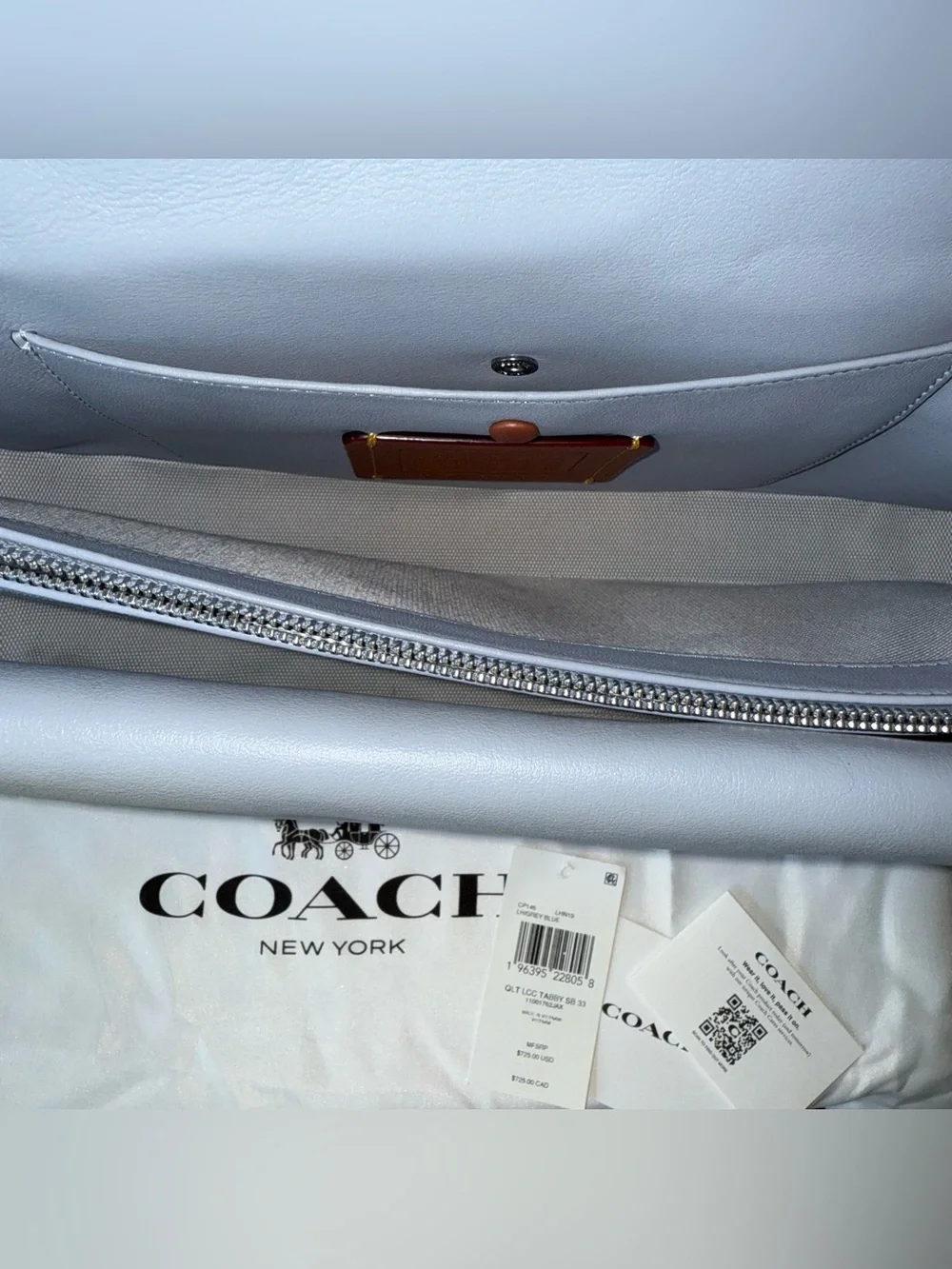 Coach Tabby Shoulder Bag 33 with Quilting in grey blue